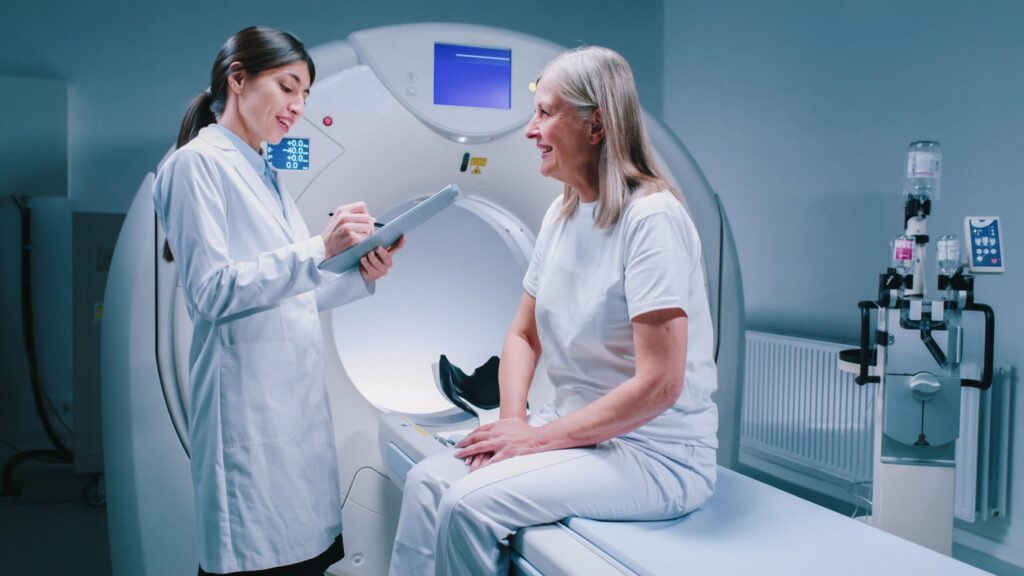 Doctor Discusses Results With Happy Patient