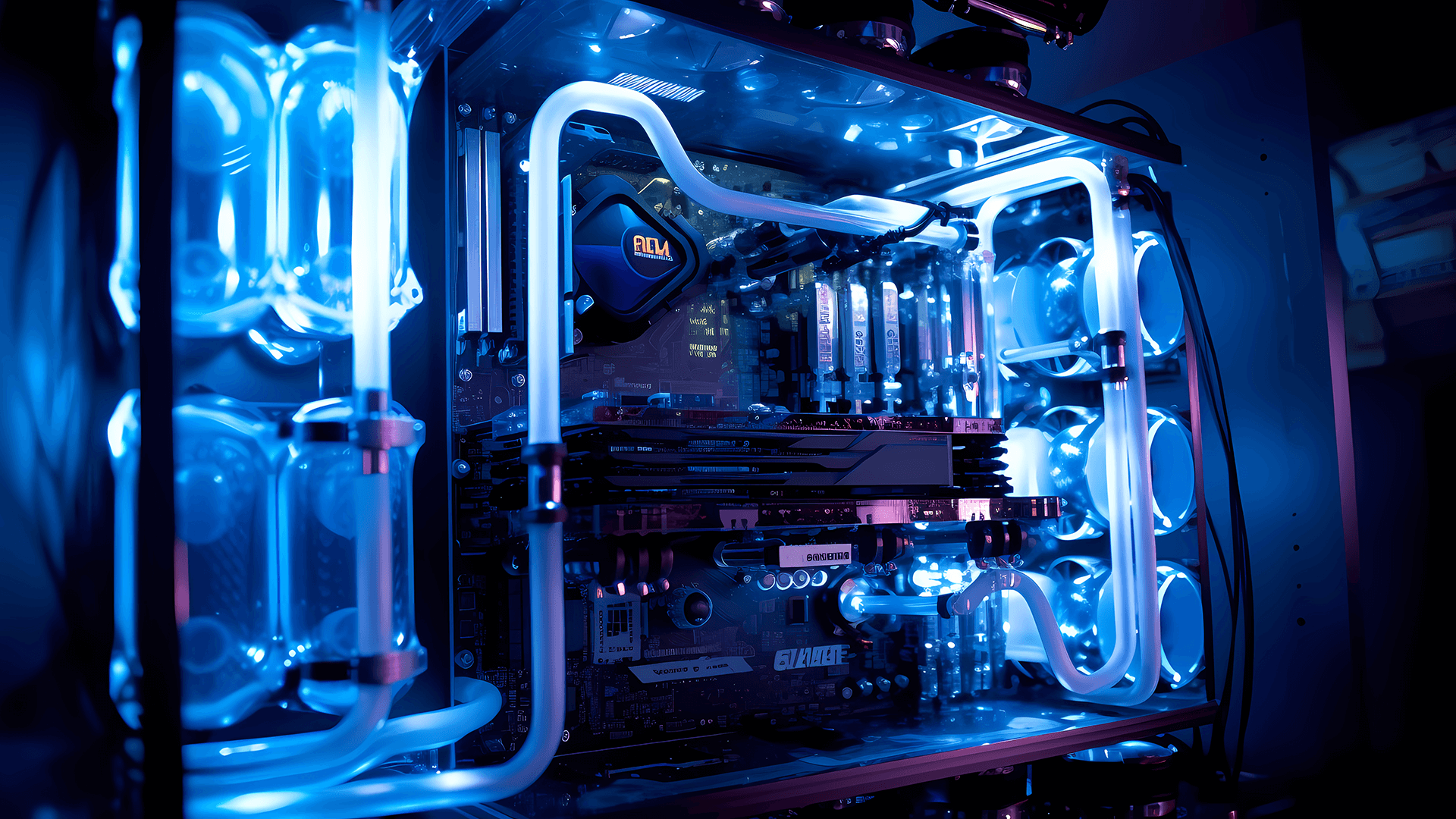 liquid cooling system with tubes and wires